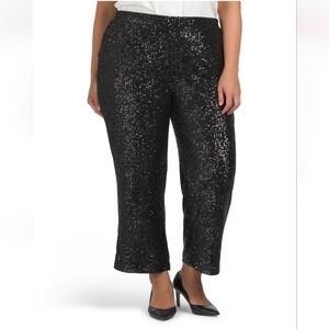 Cable and Gauge Plus Black Sequin Wide Leg  Ankle Leght Pants